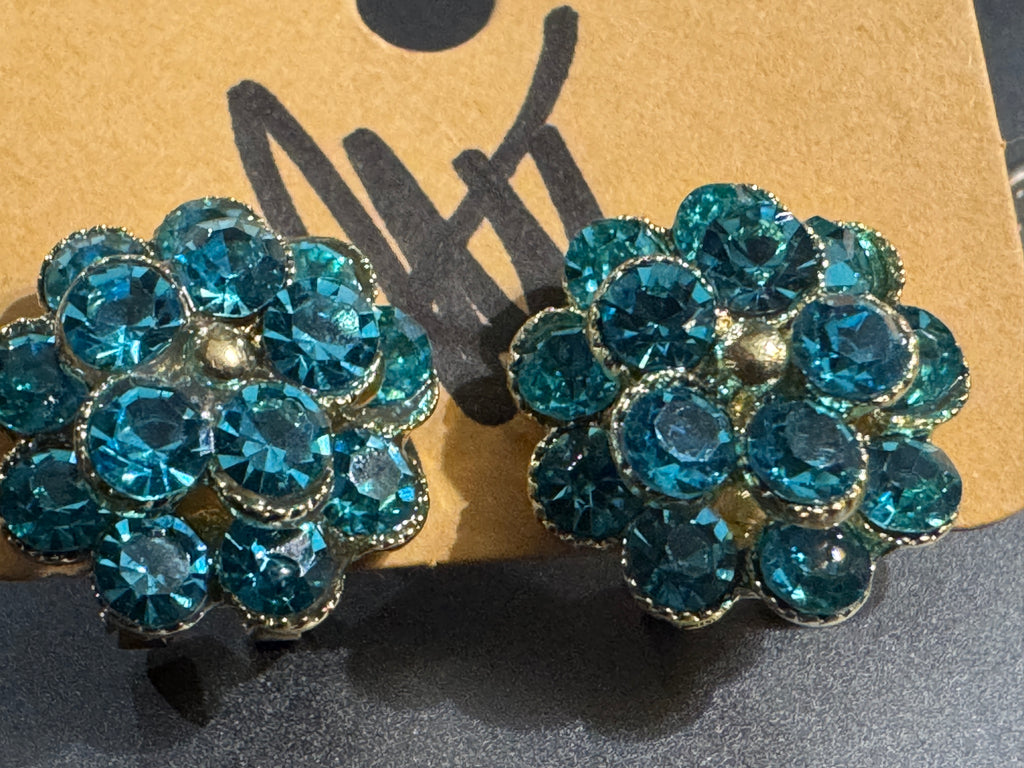 Crystal Flower Cluster Stud Earrings, Five Colors