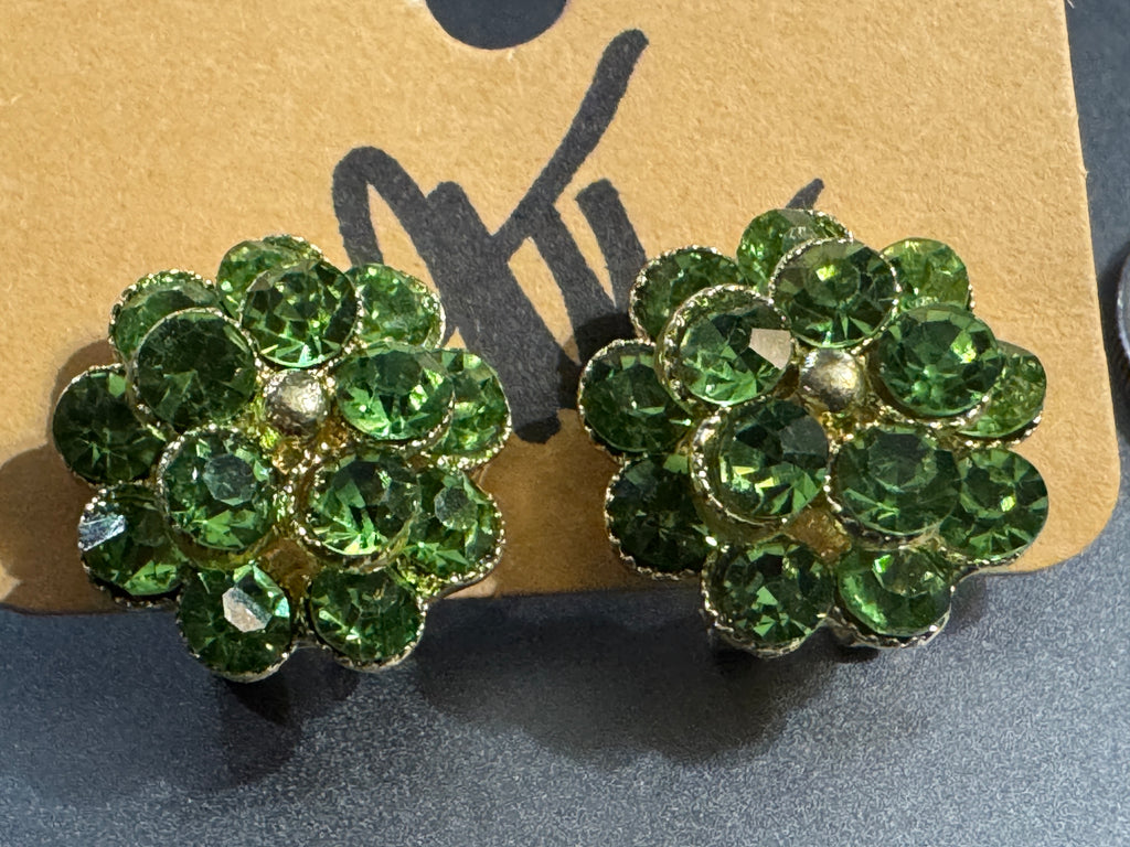 Crystal Flower Cluster Stud Earrings, Five Colors