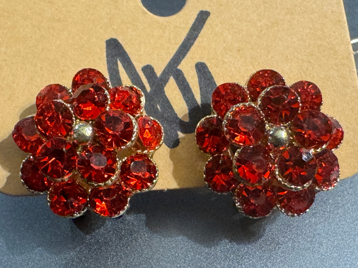 Crystal Flower Cluster Stud Earrings, Five Colors