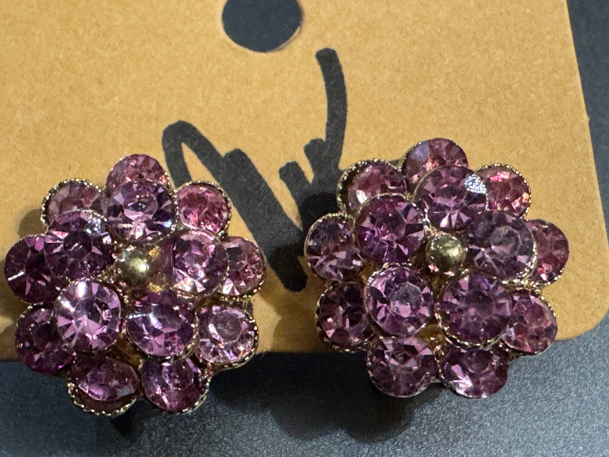 Crystal Flower Cluster Stud Earrings, Five Colors