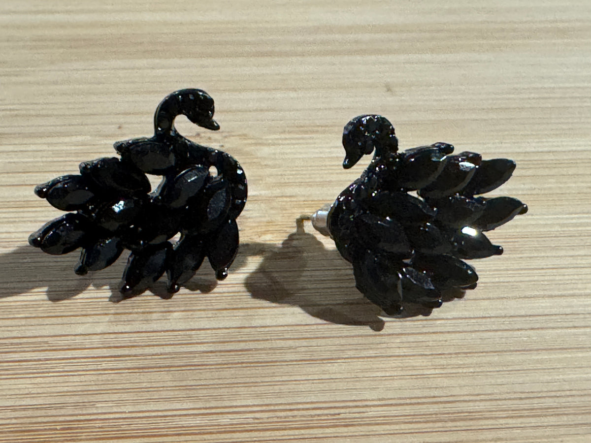 Sterling Silver Crystal Swan Earrings