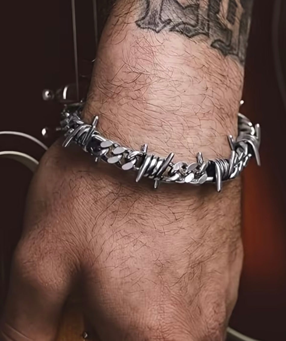 Barbed Wire Cuban Link Bracelet