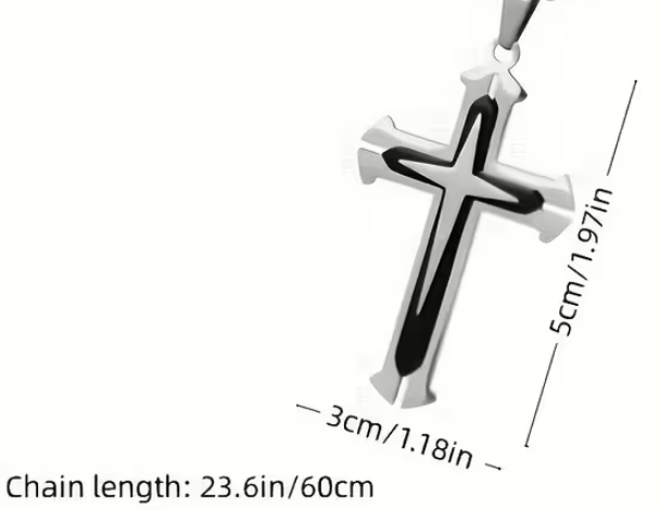 201 Stainless Steel Layered Cross Necklace, Blue or Black