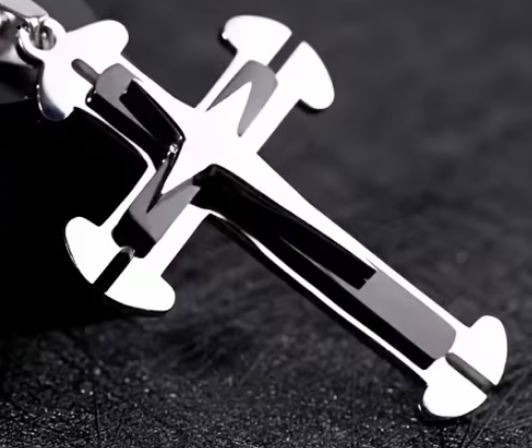 201 Stainless Steel Layered Cross Necklace, Blue or Black