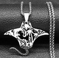 Manta Ray Palm Tree Pendant Necklace