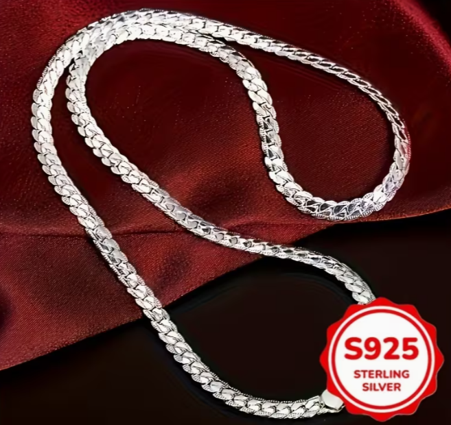 Sterling Silver Flat Curb Chain Necklace