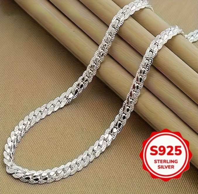 Sterling Silver Flat Curb Chain Necklace