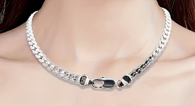 Sterling Silver Flat Curb Chain Necklace