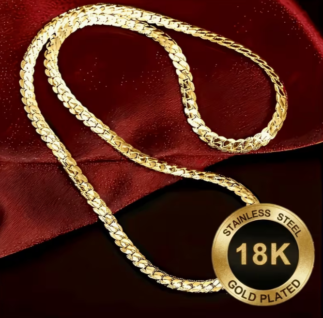 18K Gold Plated Herringbone Chain Necklace