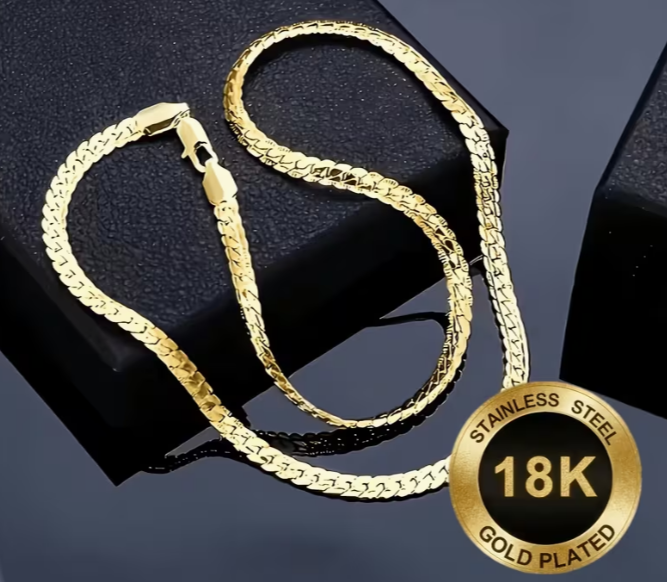 18K Gold Plated Herringbone Chain Necklace