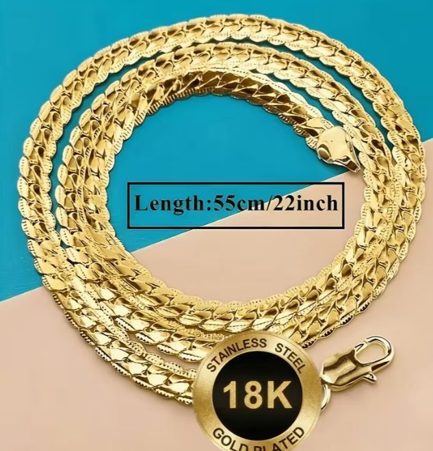 18K Gold Plated Herringbone Chain Necklace
