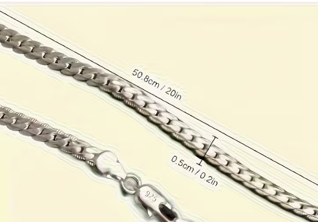 Sterling Silver Flat Curb Chain Necklace