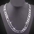 Sterling Silver 8mm Flat Figaro Chain Necklace