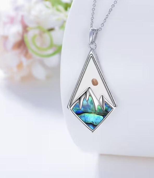 Stainless Steel Faith Can Move the Mountain Abalone Shell Necklace