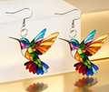 Stainless Steel Stained Glass Hummingbird Earrings