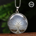 316L Stainless Steel Tree of Life Glass Pendant Necklace