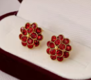 Crystal Flower Cluster Stud Earrings, Five Colors