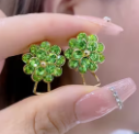 Crystal Flower Cluster Stud Earrings, Five Colors