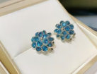 Crystal Flower Cluster Stud Earrings, Five Colors