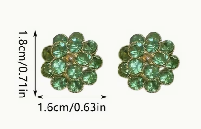 Crystal Flower Cluster Stud Earrings, Five Colors