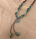 Boho Green Ceramic Bead Butterfly Necklace, Adjustable Cord
