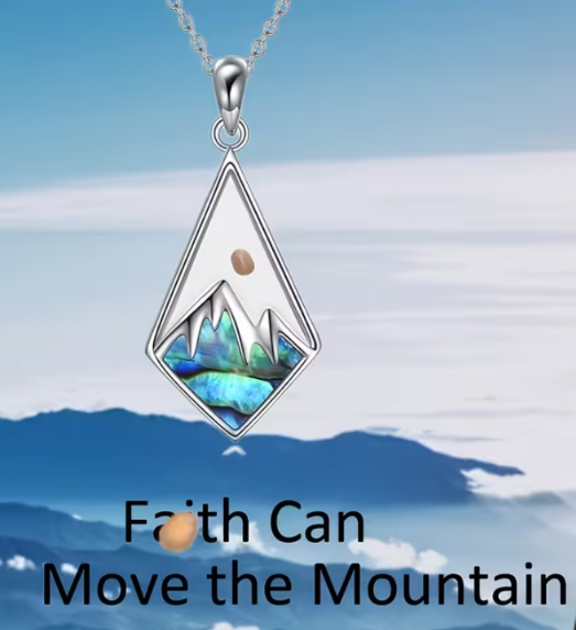 Stainless Steel Faith Can Move the Mountain Abalone Shell Necklace