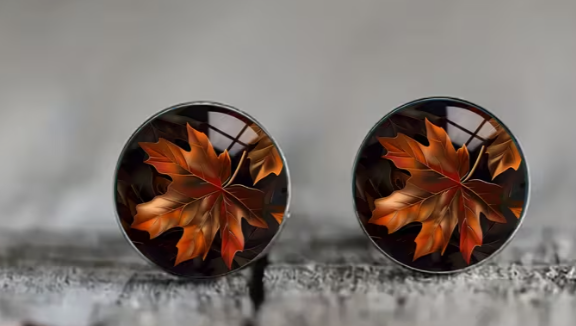 Art Image Glass Dome Stud Earrings, 316 Stainless Steel, Multiple Styles