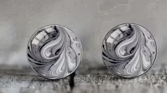 Art Image Glass Dome Stud Earrings, 316 Stainless Steel, Multiple Styles