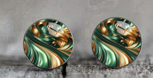 Art Image Glass Dome Stud Earrings, 316 Stainless Steel, Multiple Styles