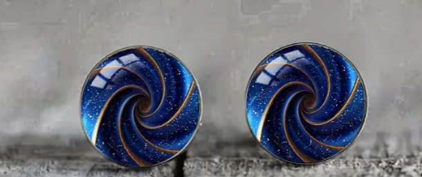 Art Image Glass Dome Stud Earrings, 316 Stainless Steel, Multiple Styles