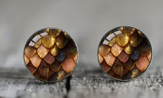 Art Image Glass Dome Stud Earrings, 316 Stainless Steel, Multiple Styles