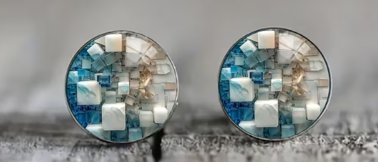 Art Image Glass Dome Stud Earrings, 316 Stainless Steel, Multiple Styles
