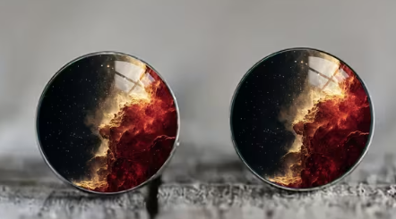 Art Image Glass Dome Stud Earrings, 316 Stainless Steel, Multiple Styles