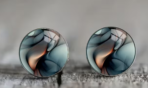 Art Image Glass Dome Stud Earrings, 316 Stainless Steel, Multiple Styles