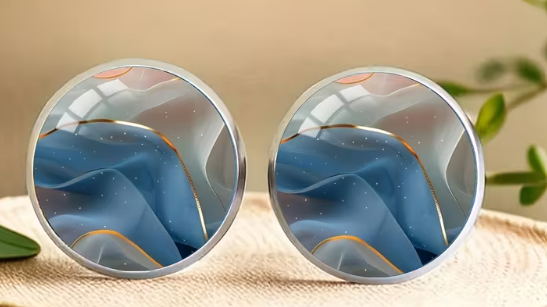 Art Image Glass Dome Stud Earrings, 316 Stainless Steel, Multiple Styles