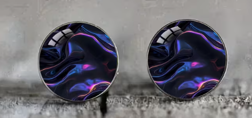 Art Image Glass Dome Stud Earrings, 316 Stainless Steel, Multiple Styles