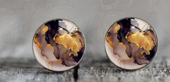 Art Image Glass Dome Stud Earrings, 316 Stainless Steel, Multiple Styles