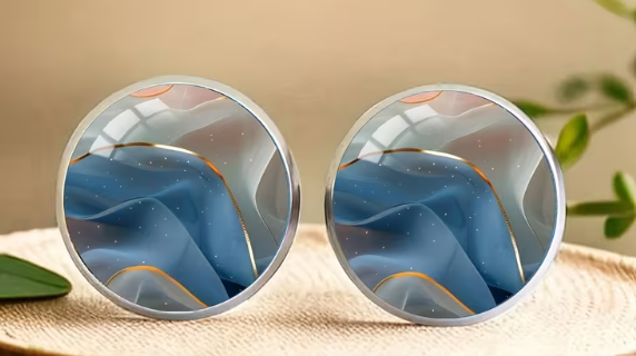 Art Image Glass Dome Stud Earrings, 316 Stainless Steel, Multiple Styles