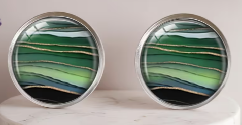Art Image Glass Dome Stud Earrings, 316 Stainless Steel, Multiple Styles
