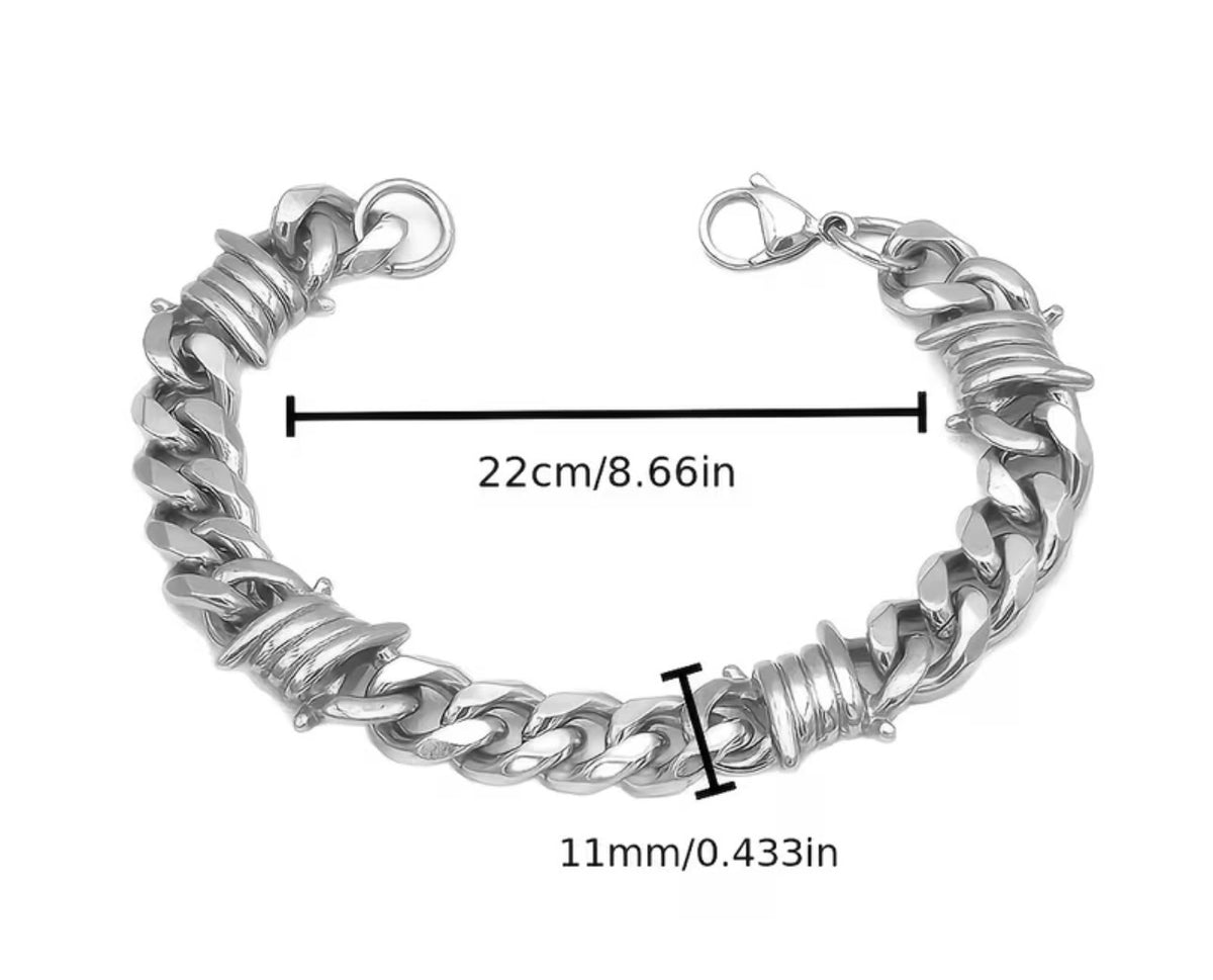 Barbed Wire Cuban Link Bracelet